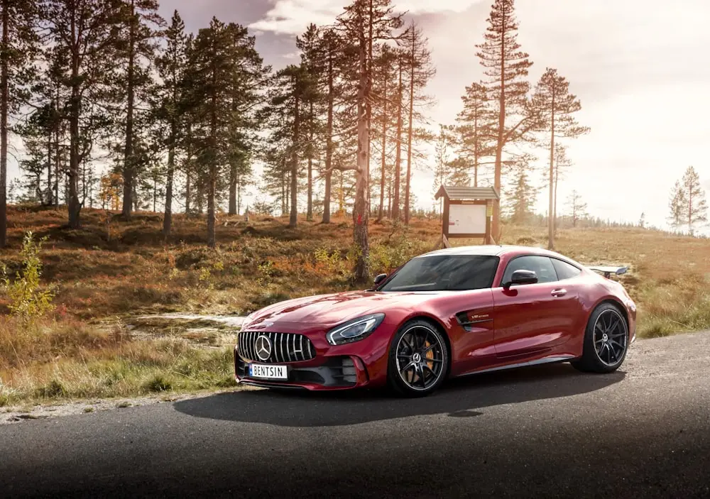 Red Mercedes-AMG GT R gleaming after a signature detail